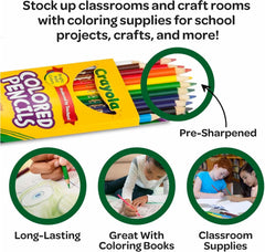 Crayola Bulk Colored Pencils for Kids (24pk) - 12 Assorted Colors, Art Supplies For Crafts & Coloring Books, Bulk Preschool & Kindergarten Classroom Supplies (Packaging May Vary) (Pack of 2)