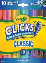 Crayola Clicks Retractable Tip Markers (10ct), Washable Cone Tip Art Marker Set, Cute Aesthetic School Supplies, Classroom Must Haves, Ages 3+